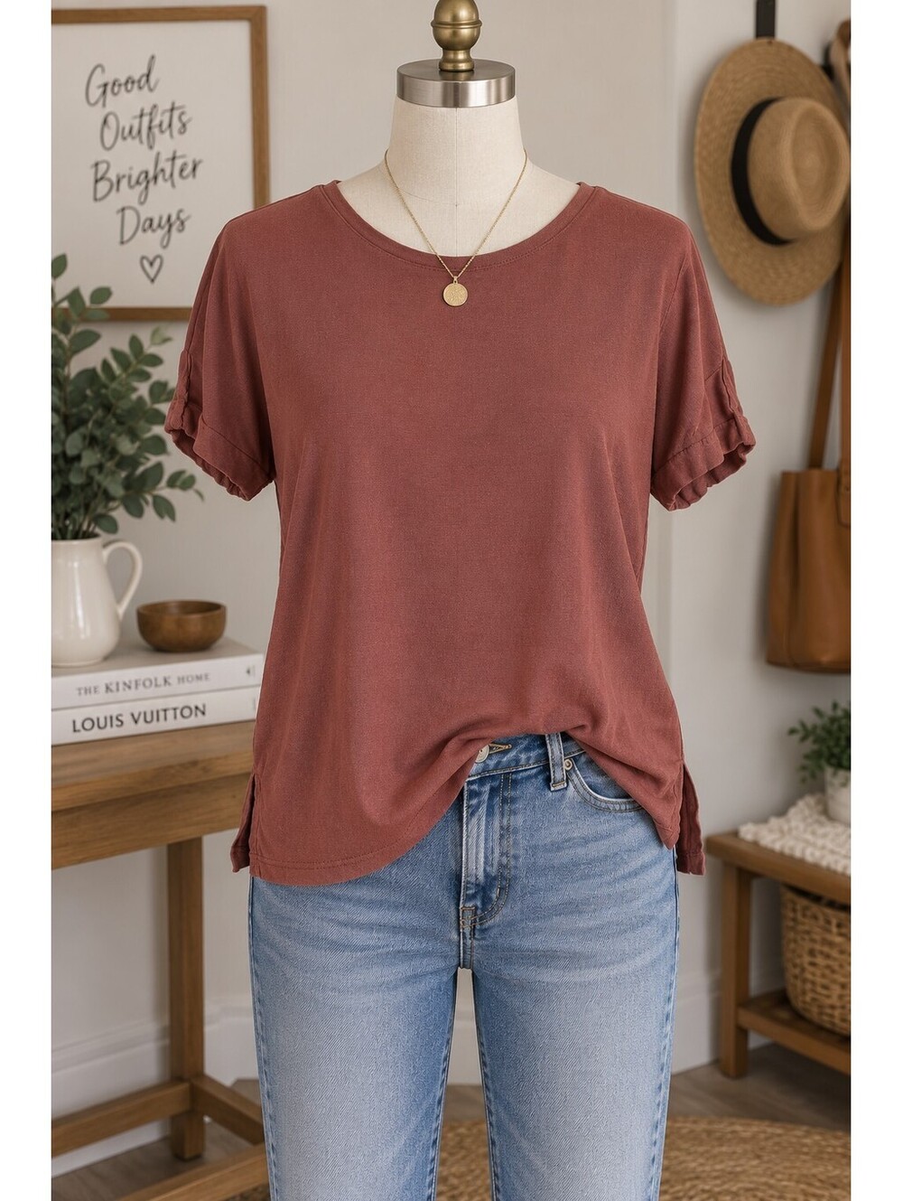 Vici rust shortsleeve blouse